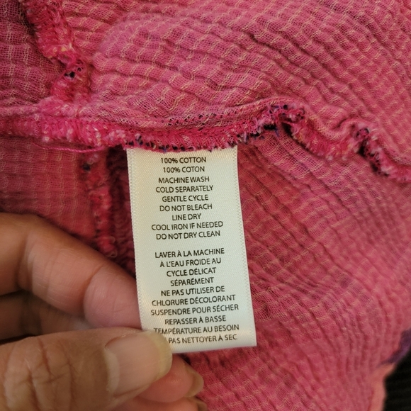 Beach Lunch Lounge Women's Red Orange Plaid Peasant Top Sz L Off Shoulder Gauze - Picture 11 of 12